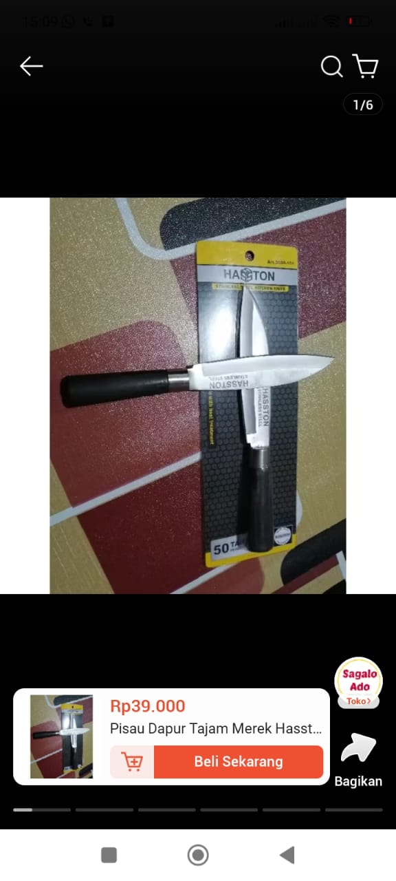 Knife Pisau Dapur Bahan Stanlees Pegangan Karet 