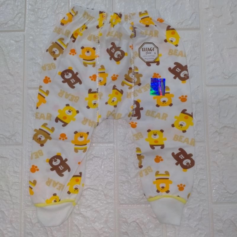 Celana Panjang Bayi Usagi Gold Putih Ukuran S Full Print 3 pcs SNI 