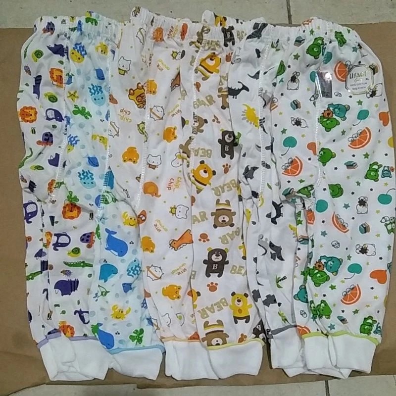 Celana Panjang Bayi Usagi Gold Putih Ukuran XL Full Print 3 pcs SNI