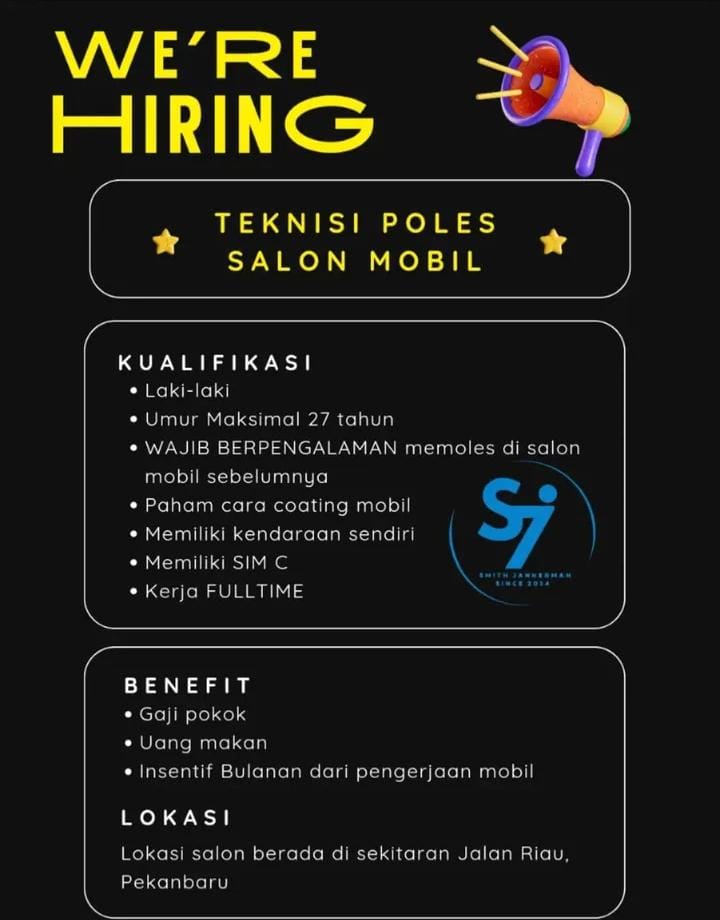 Lowongan Kerja Teknisi Poles Salon Mobil