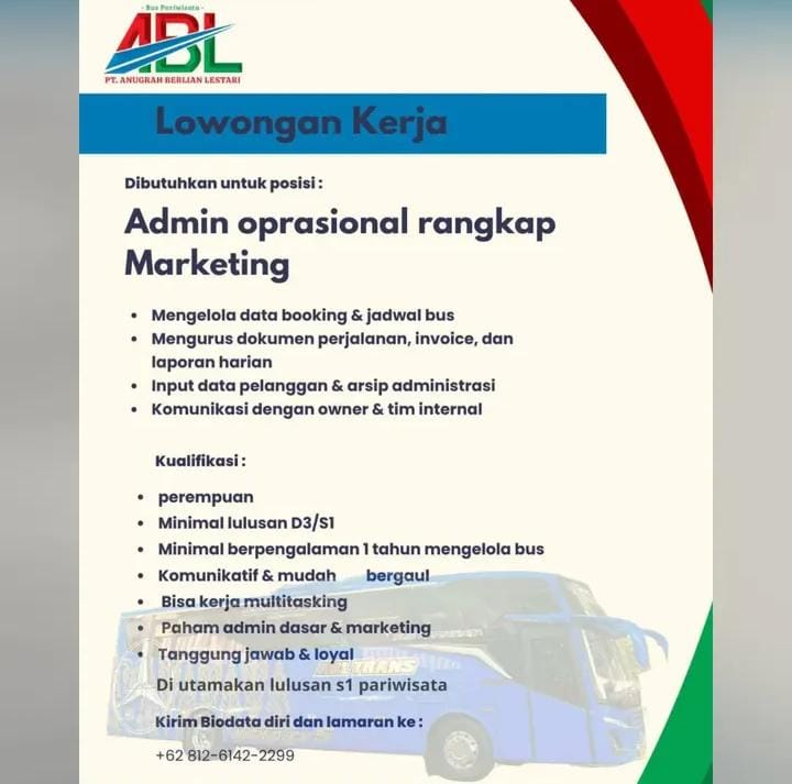 Lowongan Kerja Admin oprasional rangkap Marketing