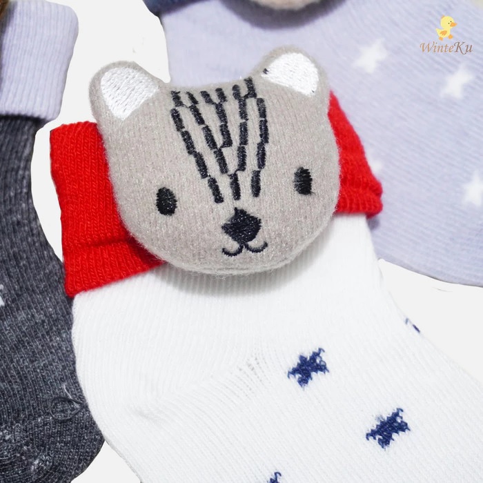 Winteku Kaos Kaki Bayi - Kaos Kaki Boneka Lucu Isi 3 pasang