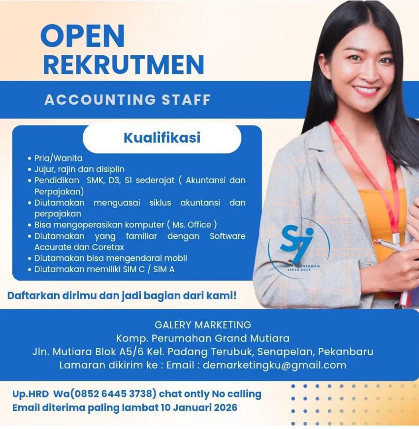 Lowongan kerja Accaounting Staff