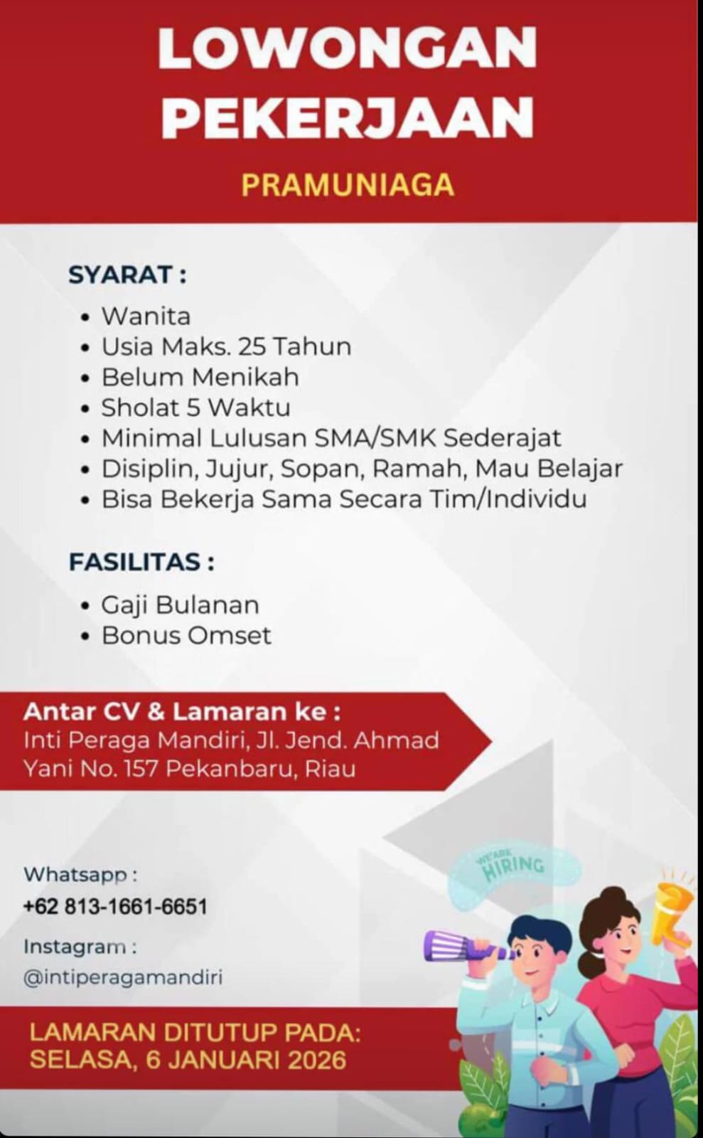 Lowongan Kerja Pramuniaga