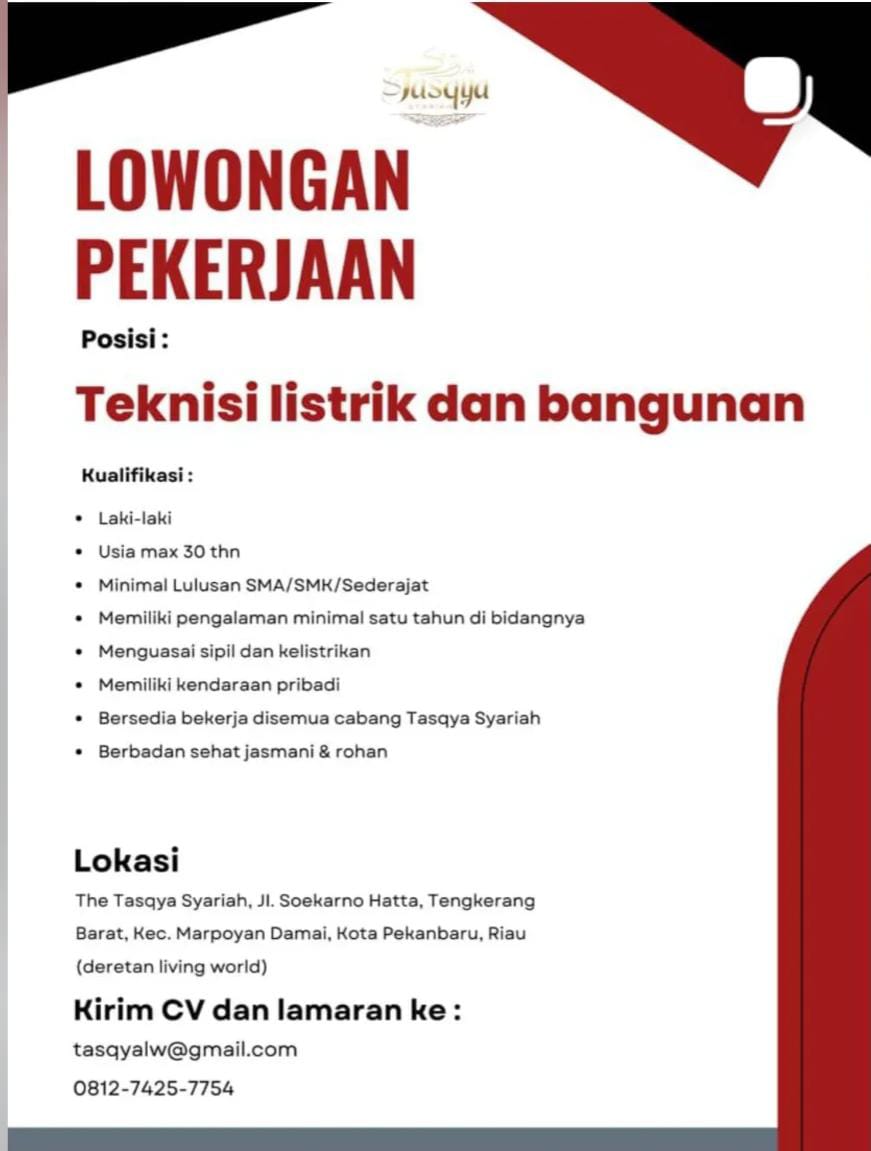 Lowongan Kerja Teknisi Listrik Dan Bangunan
