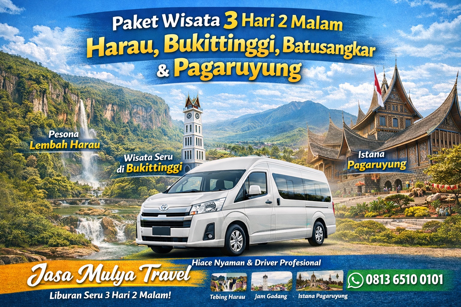 Paket Wisata 3 Hari 2 Malam Harau , Bukittinggi dan Pagaruyuang