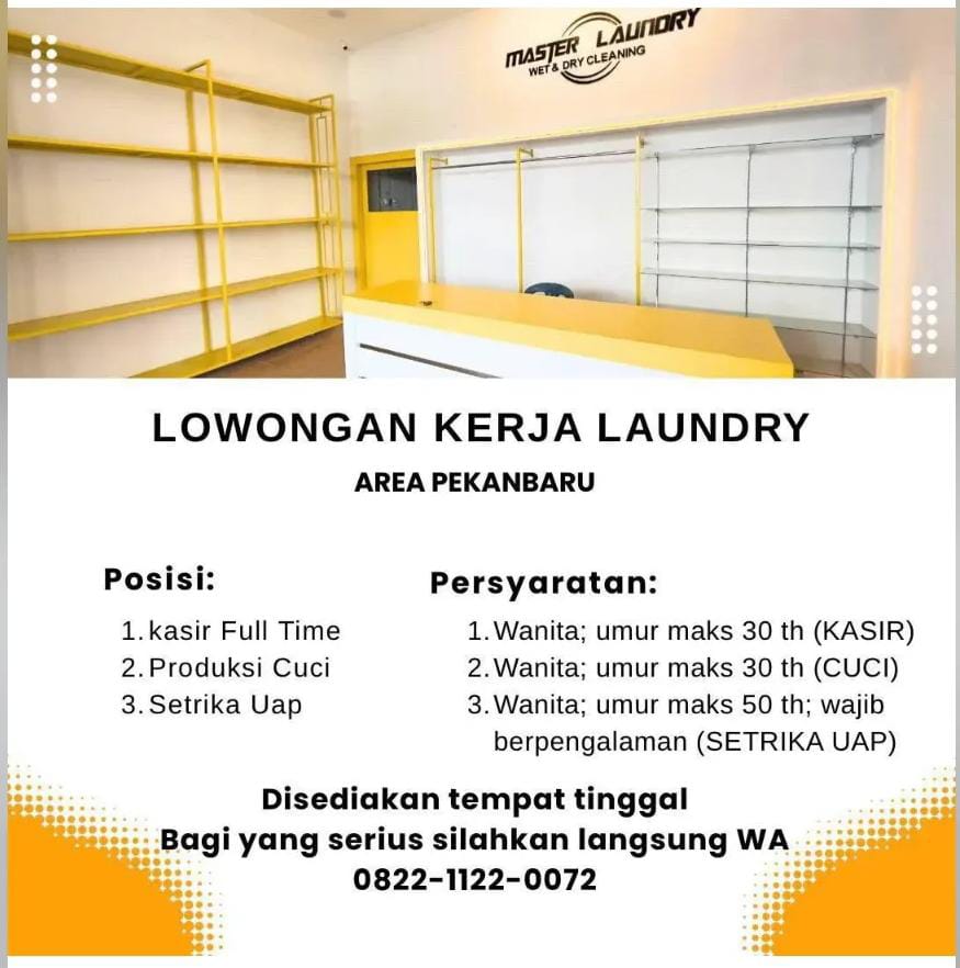 Lowongan Kerja Laundry Pekanbaru