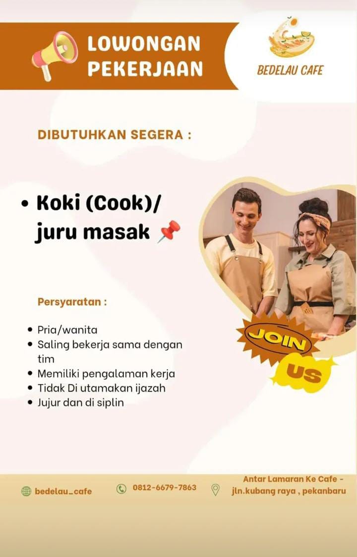 Lowongan Kerja Juru Masak Pekanbaru
