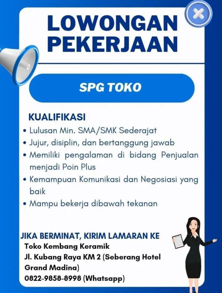 Lowongan Kerja SPG Toko Pekanbaru