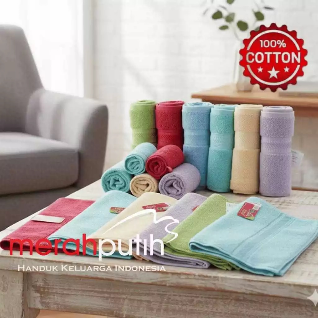 Handuk Merah Putih Polos Ukuran 30 cm x 70 cm / handuk leher / handuk sport / handuk jogging