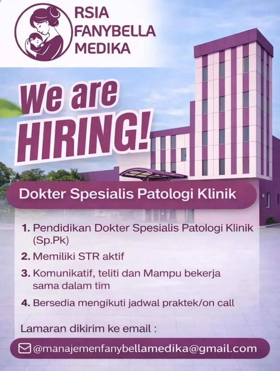 Lowongan Kerja Dokter Spesialis Patalogi klinik Pekanbaru