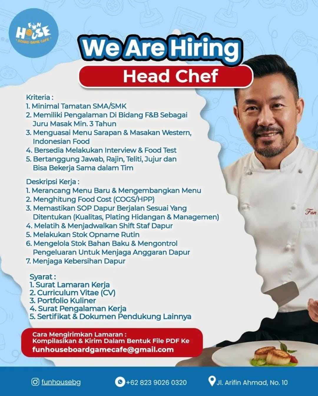 Lowongan Kerja Head Chef Pekanbaru