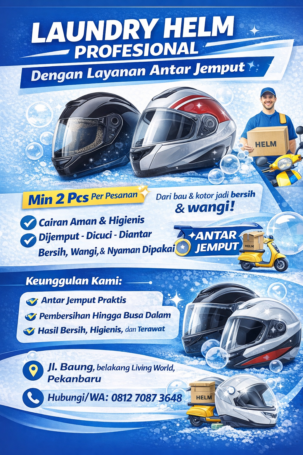 Laundry Helm Profesional dengan Layanan Antar Jemput Min 2 Pcs Pekanbaru