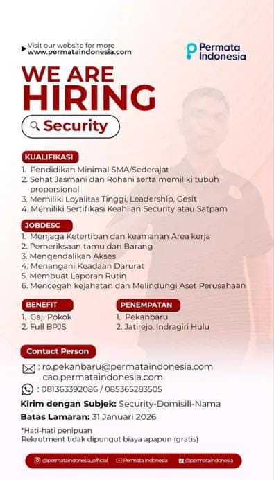 Lowongan Kerja Security Pekanbaru