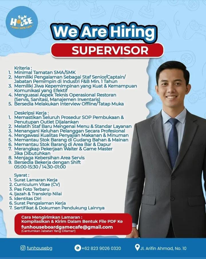 Lowongan Kerja Supervisor Pekanbaru