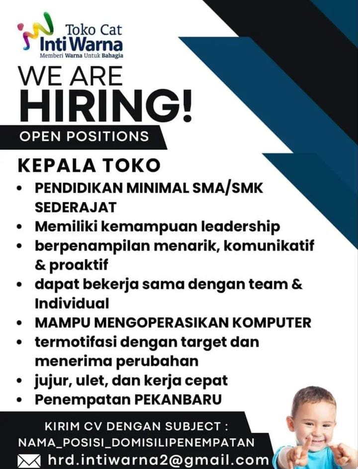 Lowongan Kerja Kepala Toko Pekanbaru