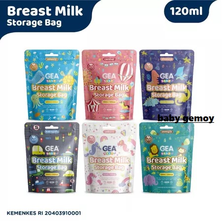 Gea Baby Breast Milk Storage Bag ukuran 120ml / Kantong Asi isi 30 Double Zipper dan anti bocor