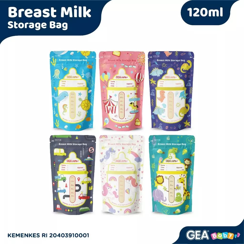 Gea Baby Breast Milk Storage Bag ukuran 120ml / Kantong Asi isi 30 Double Zipper dan anti bocor