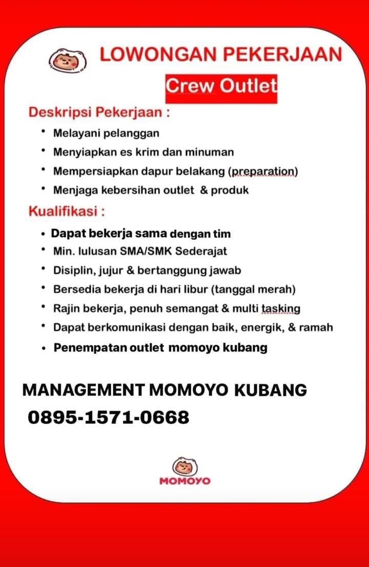 Lowongan Kerja Crew Outlet Pekanbaru