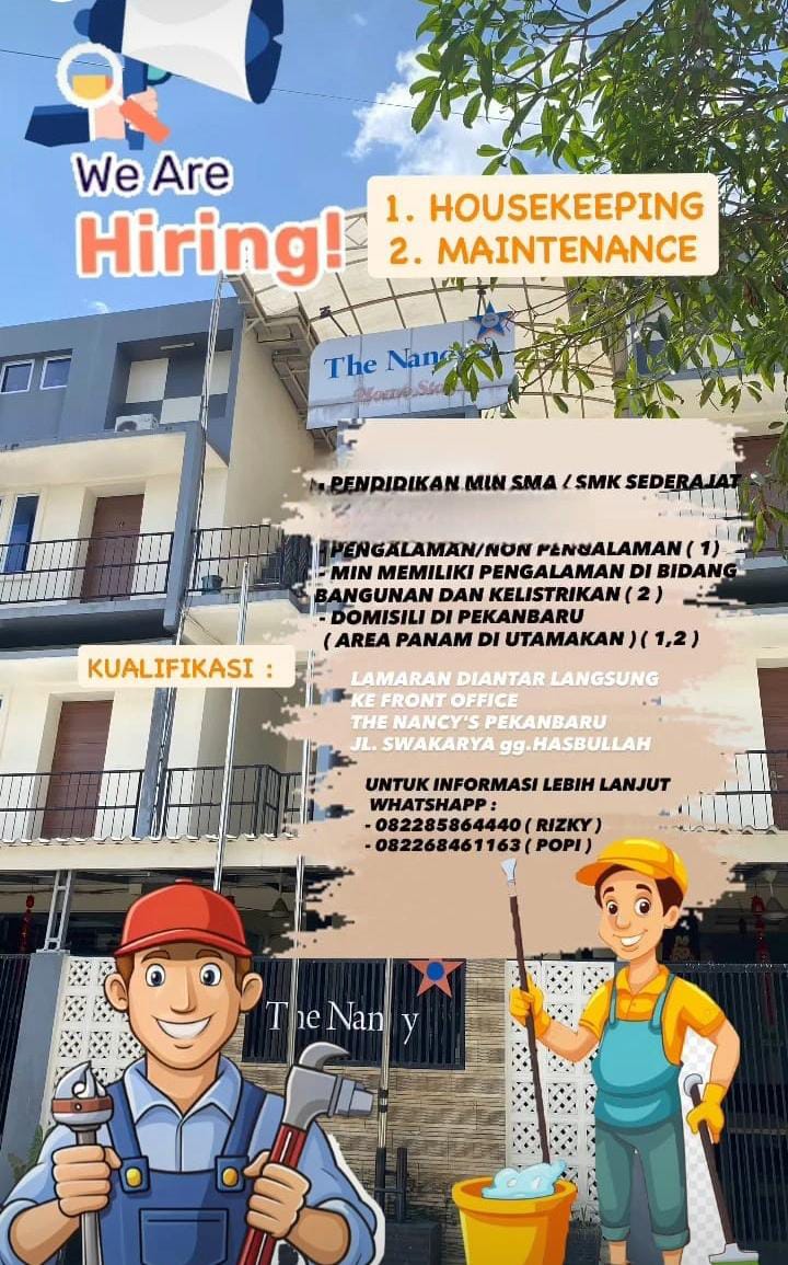Lowongan Kerja Housekeeping dan Maintenance Pekanbaru