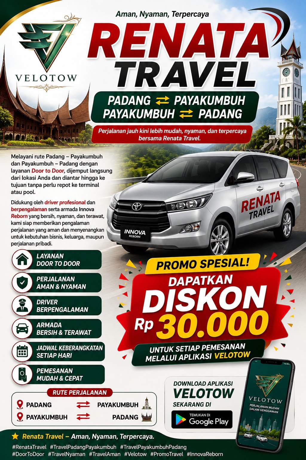 RENATA TRAVEL – PADANG ⇄ PAYAKUMBUH